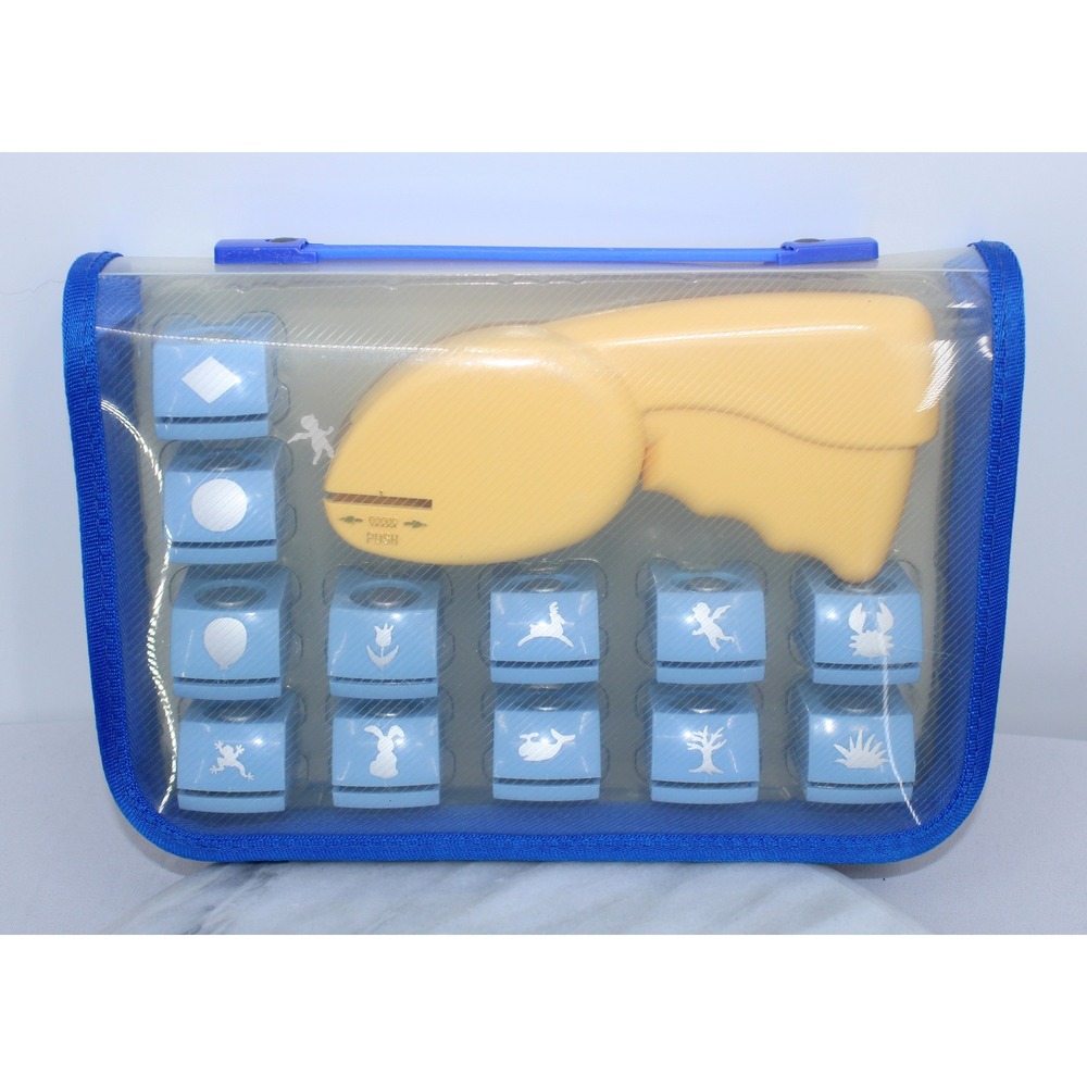 Creative Memories Paper Punch Set with 12 Interchangeable Cartridges and Case